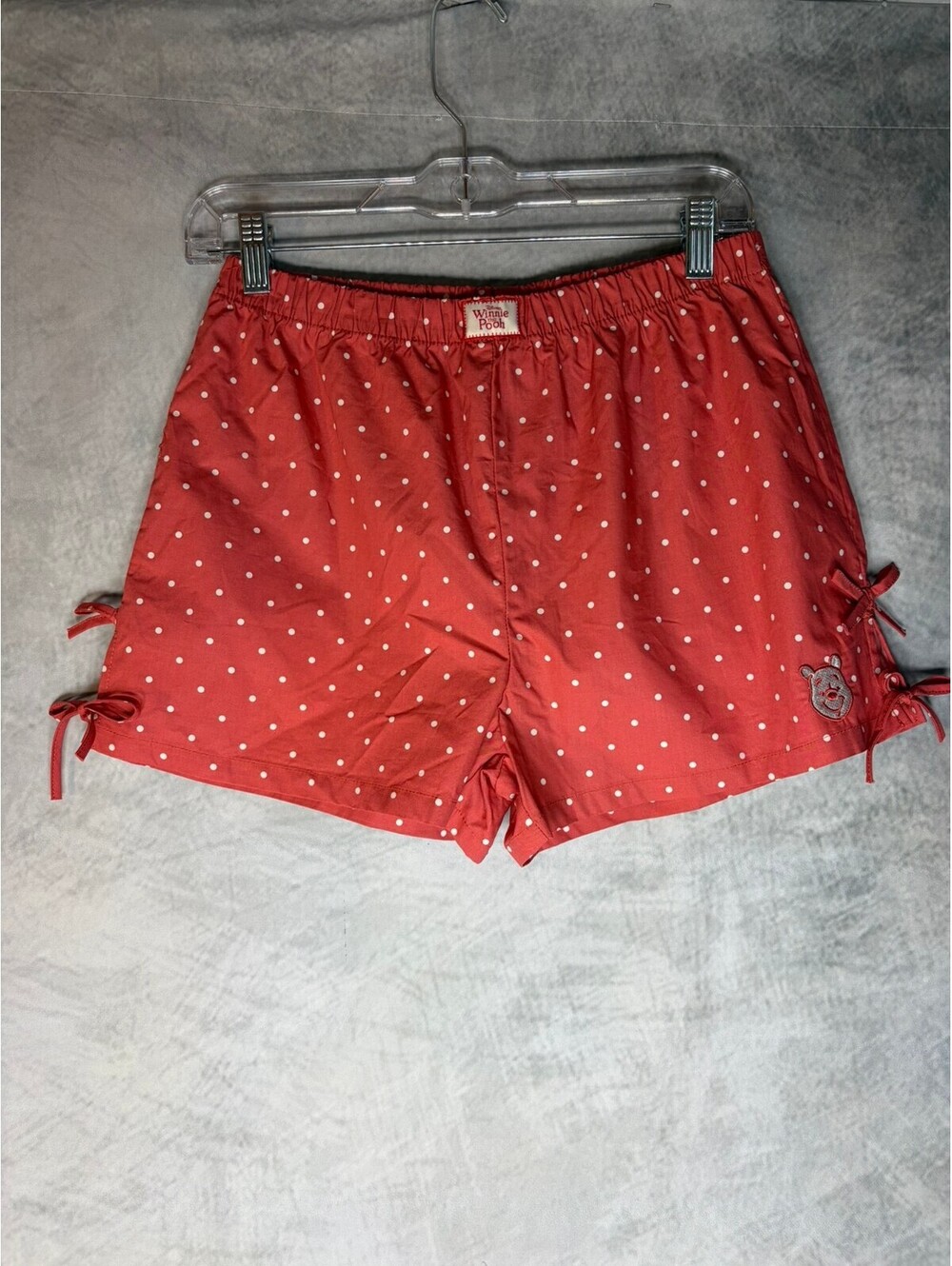 Disney Winnie the Pooh Women’s XXS 0 Coral Polka Dot Pajama Sleep Shorts NWT
